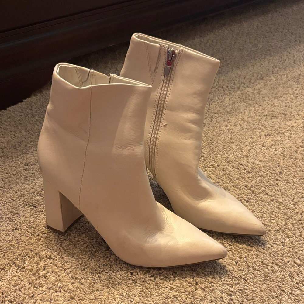Marc Fisher Cream Heeled Boots